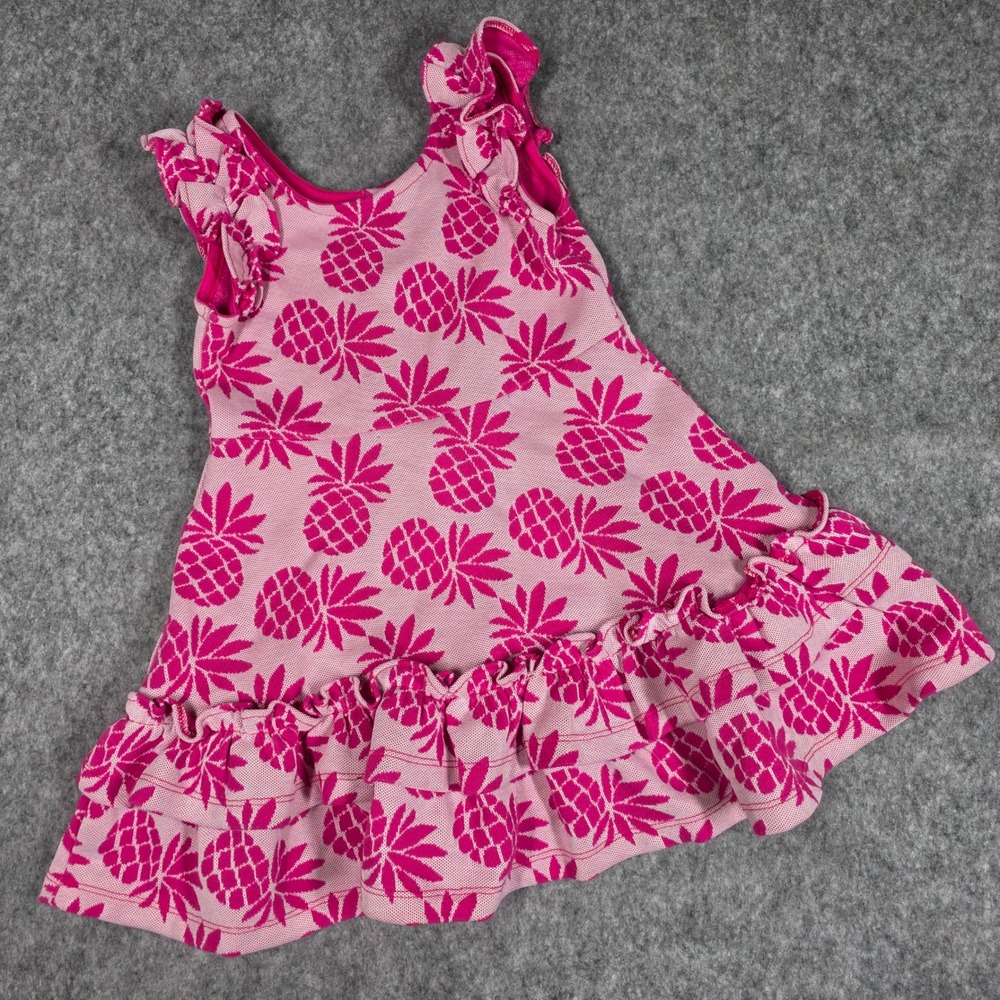 Janie and Jack Dress‎ Jacquard Pink Pineapple Ruffle Knit Bright Toddler Girls 3